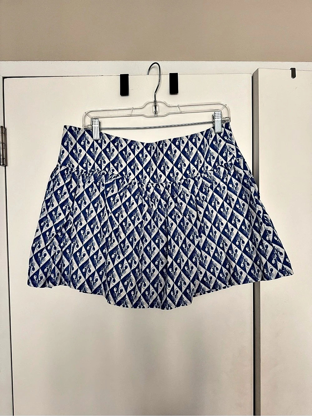 Corey Lynn Calter Lobster Print Linen Blend Skort Blue & White XL